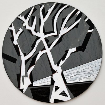 Twixt Heaven & Earth XV-B (dairesel tahta üzerinde akrilik) by Sara Hayward