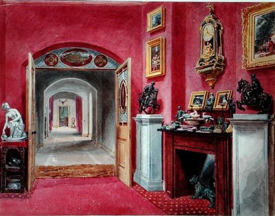 The Ante Room to the Hall, Rempstone Hall, Nottinghamshire (kağıt üzerine sulu boya) by Sarah Caroline Sitwell
