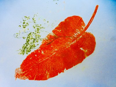 Portakal yaprağı (kağıt üzerine monoprint) 2020 by Sarah Thompson Engels