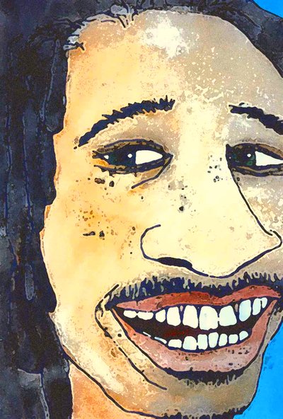 Rastaman, 2020,(kağıt üzerine mürekkep) by Sarah Thompson Engels