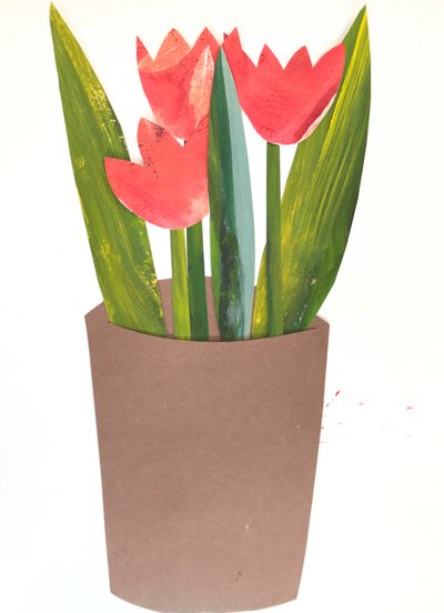 Saksıda Lale,2018 (kolaj) by Sarah Thompson Engels