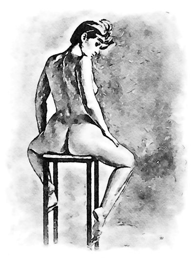 bar taburesi üzerinde çıplak kadın by SaskiaBJ