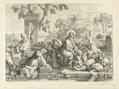 Kutsal Aile yıkama yerinde by Sébastien Bourdon