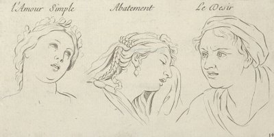 Basit Aşk, Karamsarlık, Tutkuların Karakterlerinden Arzu, desen üzerine oyulmuş..., 1695-1720. by Sébastien Le Clerc the Younger