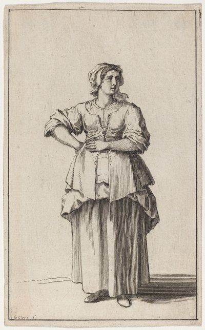 ayakta hizmetçi kadın by Sébastien Le Clerc the elder