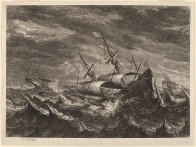 Fırtınada Yelkenli Tekneler by Schelte Adams Bolswert after Andries van Eertvelt