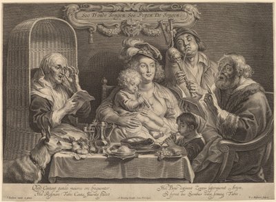 Aile Konseri (Yaşlı şarkı söylerken, genç twitter) by Schelte Adams Bolswert after Jacob Jordaens