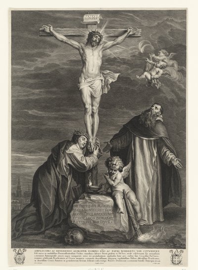 Haç altında Siena Aziz Catherine ve Dominic ile Haç Üzerinde İsa by Schelte Adamsz. Bolswert