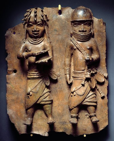 Benin Plaketi, Oba'nın mistik gücünü güçlendirme ritüeli, Nijerya (pirinç) by School African