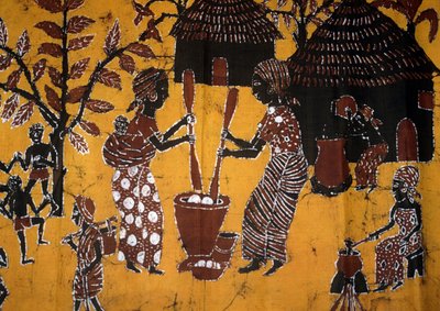 Batik tekniği kullanılarak yapılan kumaş, Togo el sanatları by School African