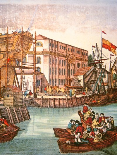 18. yüzyılın ortalarında New York limanının görünümü (renkli taş) by School American