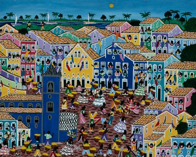 Pazarı betimleyen saf sanat resmi, Bahia Eyaleti, Brezilya by School Brazilian
