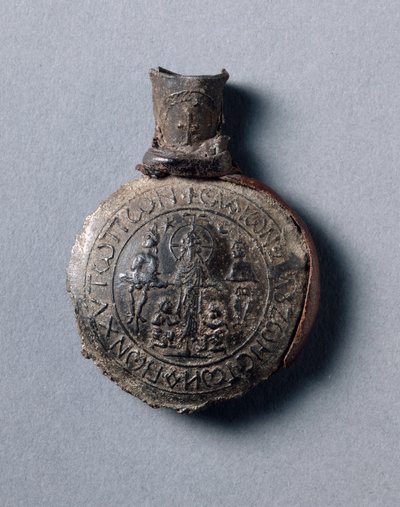 Çarmıha Gerilme (ön) ve Yükseliş (arka) Sahneleri ile Pilgrim Ampulla, c.600 (deri parçaları olan kalay-kurşun alaşımı) by School Byzantine