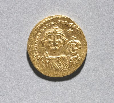 Solidus ile Herakleios ve Oğlu Herakleios Konstantin (ön yüz), c.616-625 (altın) (tersi için CVL 499741