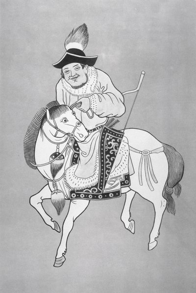 Çinli bir çizimden sonra bir Moğol atlı okçusu (litho) by School Chinese