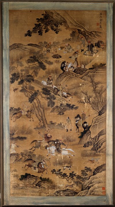 Çin sanatı: 17. yüzyıla ait “avlanma sahnesi””” baskısı. by School Chinese