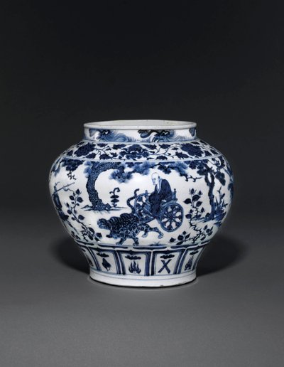 Son derece nadir ve önemli mavi ve beyaz kavanoz, Guan Yuan Hanedanlığı, 14. yüzyıl ortası (seramik) (ayrıca bkz. 469090 - 469093) by School Chinese