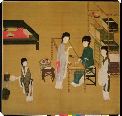 İç Mekan, 18. yüzyılın sonları veya 19. yüzyılın (Çin siyah mürekkebi ve ipek üzerine yoğun şekilde uygulanmış pigmentler) by School Chinese