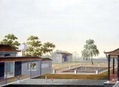 Walled Garden, c.1820-40 (kağıt üzerine sulu boya) by School Chinese