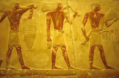 Antik Mısır, Duvar oymacılığı/boyama, Mastaba/Idout Mezarı, Saqqara, MÖ 2323-2150, Adak Taşıyanlar (fotoğraf) by School Egyptian