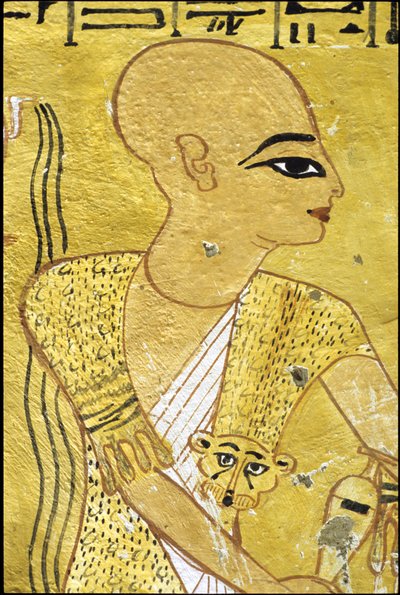 Antik Mısır, Duvar resmi Inherkhau Mezarı, Thebes, Soyluların Mezarı, 20. hanedan, Inherkhau için içki döken bir rahip (fotoğraf) by School Egyptian