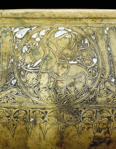 Memlûk kâsesi detayı, c.1351 (pirinç, gümüş ve altın işlemeli) by School Egyptian
