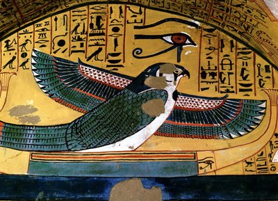 Luxor - Thebes: Nil#39;in sol yakası. Deir el Medineh: Zanaatkarların mezarlığı. Sennedjem#39;in mezarı. 18. Hanedan. Tanrı Horus#39;un temsili by School Egyptian