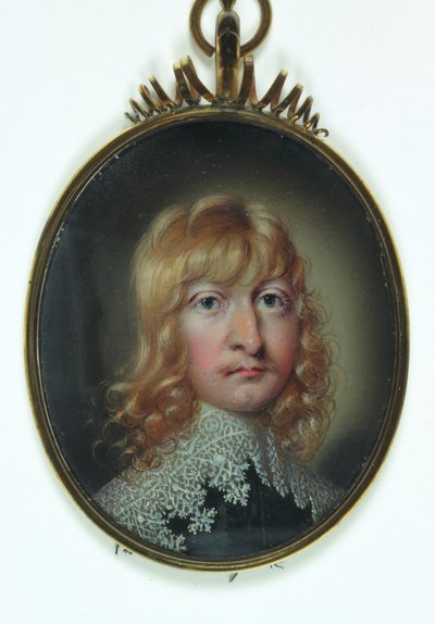 William Cavendish adında bir bey (fildişi üzerine suluboya) by School English
