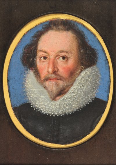 William Shakespeare adında bir bey (parşömen üzerine suluboya) by School English