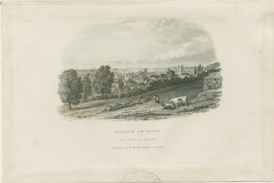 Burton-upon-Trent Köprüsü ve Kasabası: çelik gravür ve [?19. yüzyıl] (baskı) by School English
