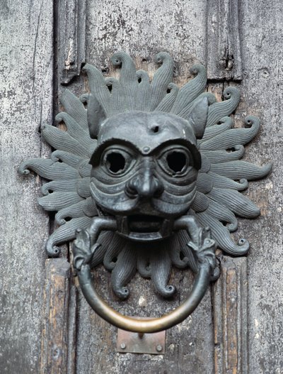 Durham Katedrali Sanctuary Tokmağı, 12. yüzyıl bronz orijinalinin kopyası (fotoğraf) by School English