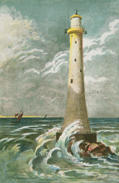 Plymouth kapalı Eddystone Deniz Feneri (renkli taş) by School English