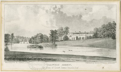 Ellastone - Calwich Manastırı: litografi, nd [c.1839] (baskı) by School English