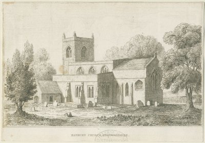 Hanbury Kilisesi: gravür, nd [c 1800] (baskı) by School English