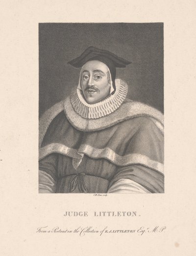 Yargıç Littleton, CM Dien tarafından oyulmuş (gravür) by School English