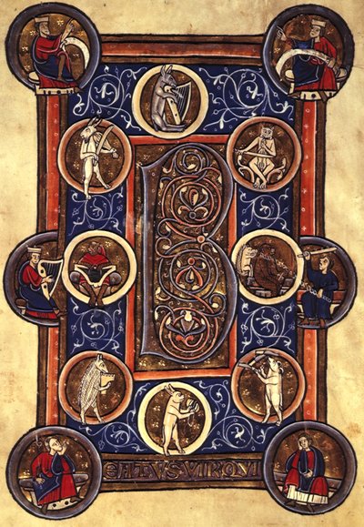 Lansdowne 420 fol.12v Mezmur I, üzerinde yer alan 
