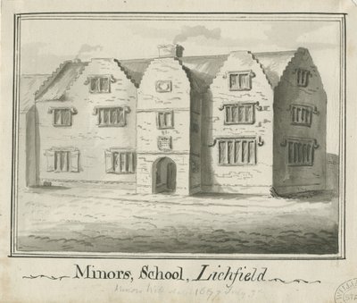 Lichfield - Küçükler Okulu: sepya yıkama çizimi ve [?18. yüzyıl] (çizim) by School English