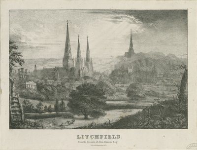 Lichfield - Kuzey Batı Görünümü: litografi ve [? 19. yüzyıl] (baskı) by School English