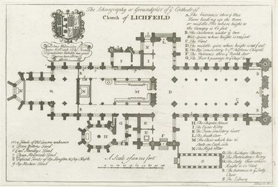 Lichfield Katedrali - Zemin Planı: gravür ve [18. yüzyılın başları] (baskı) by School English