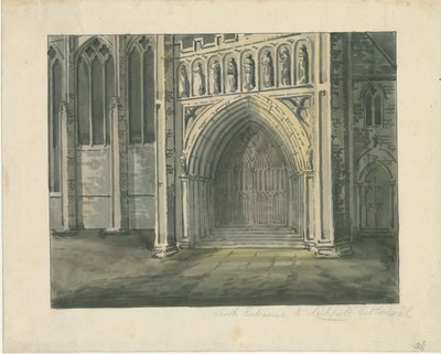 Lichfield Katedrali - Güney Transept: suluboya resim, nd [? 19. yüzyıl] (resim) by School English