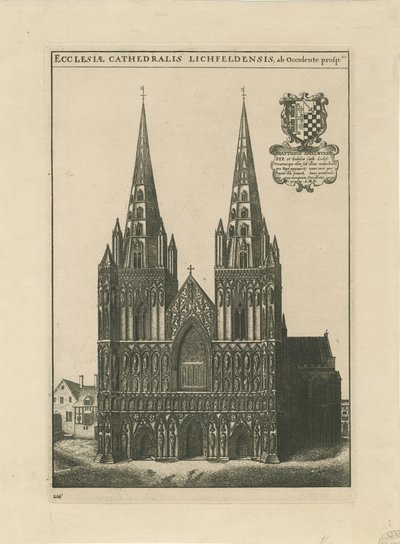 Lichfield Katedrali - Batı Cephesi: gravür ve [?17. yüzyıl sonu] (baskı) by School English