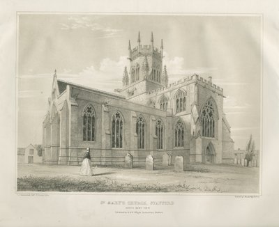 Stafford - St. Mary Kilisesi: renkli taş baskı, nd [c 1845] (baskı) by School English