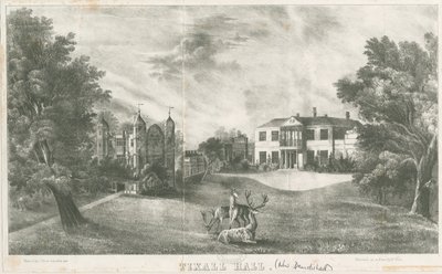 Tixall Hall ve Gatehouse: litografi, nd [c 1833] (baskı) by School English