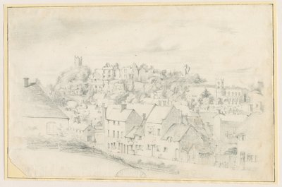Tutbury - Kasaba, Kilise ve Kale: karakalem, nd [?19th Century] (çizim) by School English