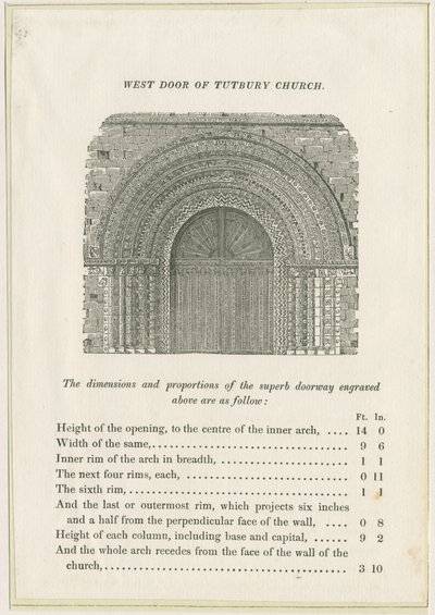 Tutbury Manastırı Kilisesi: Batı Kapısı: gravür, nd [c 1832] (baskı) by School English
