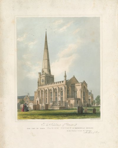 Uttoxeter Kilisesi [Yeni]: boyalı litografi, nd [c 1828] (baskı) by School English
