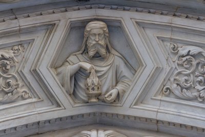 İsa, yan portal çevresindeki kabartmadan detay, Çiçek Aziz Meryem Katedrali, Floransa (UNESCO Dünya Mirası Listesi) by School Florentine
