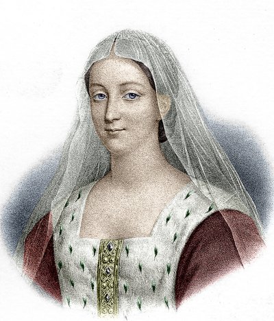 Agnes Sorel, Fransız Kralı VII. Charles'ın Metresi (renkli gravür) by School French