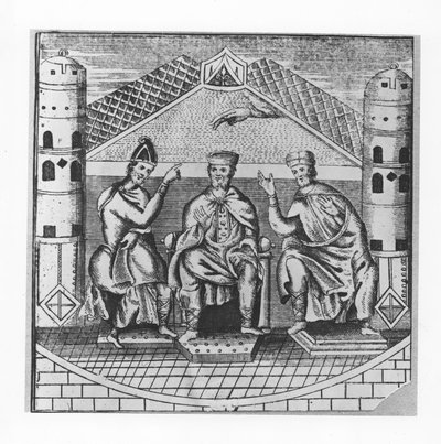 Charlemagne ve Danışmanları (gravür) by School French