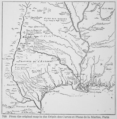 Sömürge Amerika: Louisiana Haritası, Yeni Fransa (litho) by School French